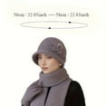 thumbnail image 6 of Women Elegant Fuzzy Winter Hat with Flower Decoration - Thick Warm Fleece Lined Beige/Pink/Brown/Navy Blue/Black - Women Hat, 6 of 7