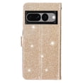 thumbnail image 3 of Allytechgroup Compatible with Google Pixel 7 Pro Case with Credit Card Slot, Slim Fit Flip Wallet Case with Lanyard Kickstand Shockproof Protective Back Cover for Women Girls, Gold, 3 of 7