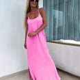 thumbnail image 2 of Kvture Women's Spaghetti Strap Maxi Dress Loose Fit Casual Solid Color Slit Hem Cami Dress Lightweight Summer Beach Hot Pink, 2 of 6