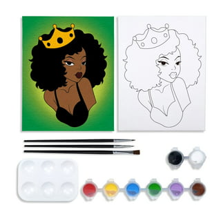 2 Pack 11x14 Canvas Painting Kit Bundle, Afro King Queen Love Couple Pre  Drawn Stretched Canvas Kit, Birthday Gift, Couples Love Adult Sip and Paint
