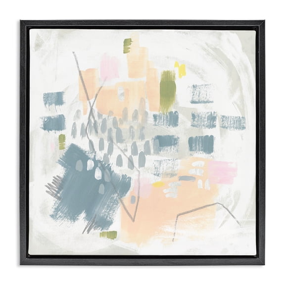 Stupell Industries Modern Centric Pastel Pattern Black Floating Frame Canvas Art, 18 x 18, by June Erica Vess