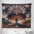 thumbnail image 3 of Ambesonne Hippie Tapestry King Size, Scandi Myth Tree of Life Art, 104"x88", Dark Slate Blue Indigo, 3 of 3