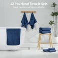 thumbnail image 6 of Jessy Home 12 Pack Navy Blue Hand Towel Set 16"x31" Soft Highly Absorbent Quick Dry Bathroom Towels 600 GSM Microfiber Plush Towels, 6 of 6