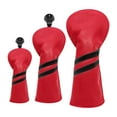 thumbnail image 2 of 3 uds., cubierta de cabeza de madera para Golf, cubierta para cabeza de Club .  degree intercambiable, etiqueta impermeable, PU, cuello largo, funda protectora de Golf, regalo para golfista Rojo shamjiam  Funda para palos de golf, 2 of 9
