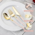 thumbnail image 3 of 90pcs Gold Plastic Silverware, High End Disposable Cutlery with Pink Handle Include 30 Forks, 30 Spoons, 30 Knives, Elegant Disposable Silverware for Wedding, Party, Gathering and Daily Use, 3 of 4