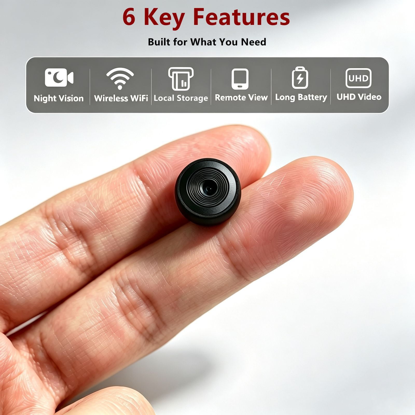 Mini Hidden Camera 4K UHD, Wireless WiFi Tiny Security Cam with Night Vision Motion Detection Magnetic Mount, Portable Cam for Baby Monitor Pet Home Office Car Indoor Surveillance