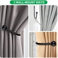 thumbnail image 4 of WWS-Curtain Holdbacks, 4 Pcs Supports de Rideaux Muraux, Crochets Rétro pour Fenêtre, Décoration Intérieure, Noir, 4 of 4