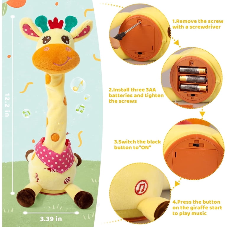 Jouet Girafe électronique Qui Danse Et Répète La Voix | Peluche Douce Avec Lumières Et Musique | Jouet Interactif Pour Bébés Et Enfants