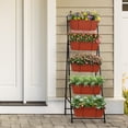 thumbnail image 4 of Outdoor 5-Tier Planter Rack with Drainage Holes and Removable Tray Brick Red Metal, 4 of 6