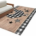 thumbnail image 2 of 4x6 Washable Area Rug, Farm Animals Non-Slip Rectangle Rug for Living Room Office, Star Hen Brown Wood Striped Black Plaid Indoor Accent Floor Mat for Home Decor, 2 of 9
