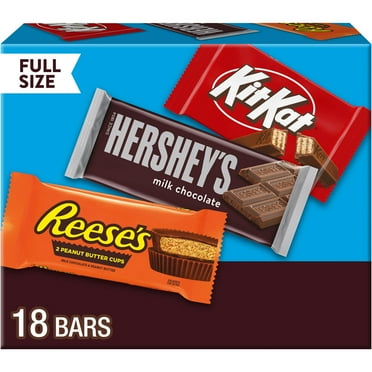 Hershey's, Kit Kat and Reese's Assorted Milk Chocolate Candy, Variety Box 27.3 oz, 18 Count