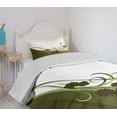 thumbnail image 4 of Ambesonne Olive Green Quilted Bedspread Set 2 Pcs, Wedding Inspired, Twin Size, Pale Green White, 4 of 6