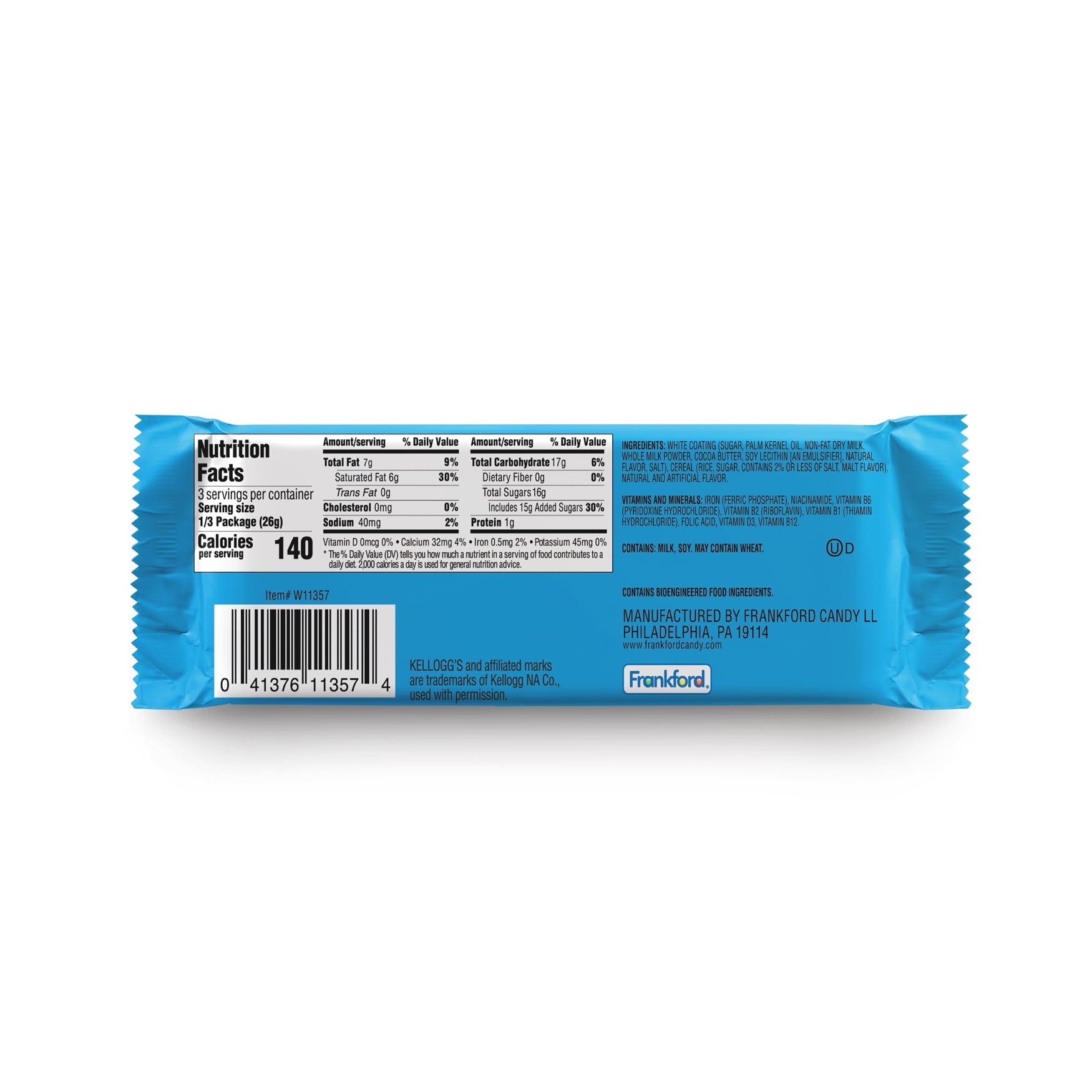 Frankford Kellogg's Rice Krispies Marshmallow Candy Bar King Size 2.75oz