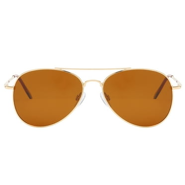 Piranha Eyewear Agenda Gold Frame Unisex Aviator Sunglasses with Brown Polarized Lens
