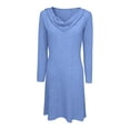 thumbnail image 5 of Eyelets Dresses for Women - Cowl Neck Loose Crewneck Long Sleeve Casual Summer Hollowed Out Keyhole Tunic Mini Dress, 5 of 7