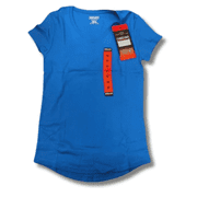 Kirkland Signature Women's Short Sleeve Scoop Neck Pima Cotton T-Shirt, Medium, Blue