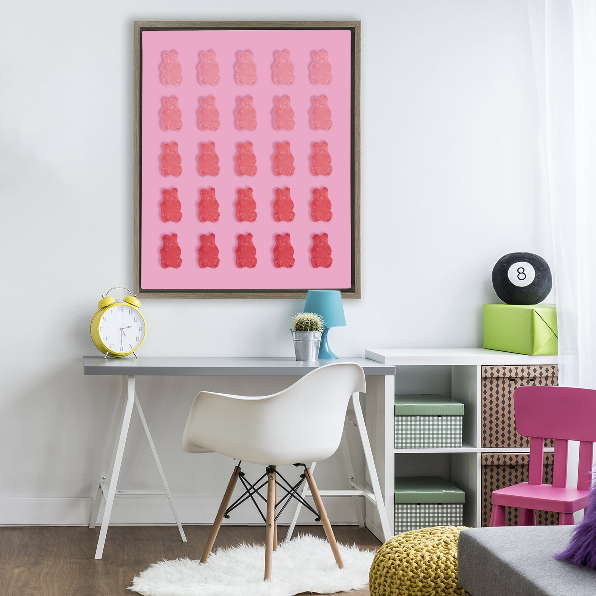 Stupell Industries Pink & Red Bear Gradient Brown Framed Floater Canvas Wall Art, design by LISH Creative