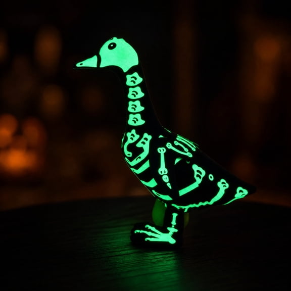 Halloween Skeleton Goose Porch Decor Costume, Glow-in-the-Dark Skeleton Goose Outfits, for 23 Inch Cement Gooses Statue, Yard Lawn Outdoor Decoration