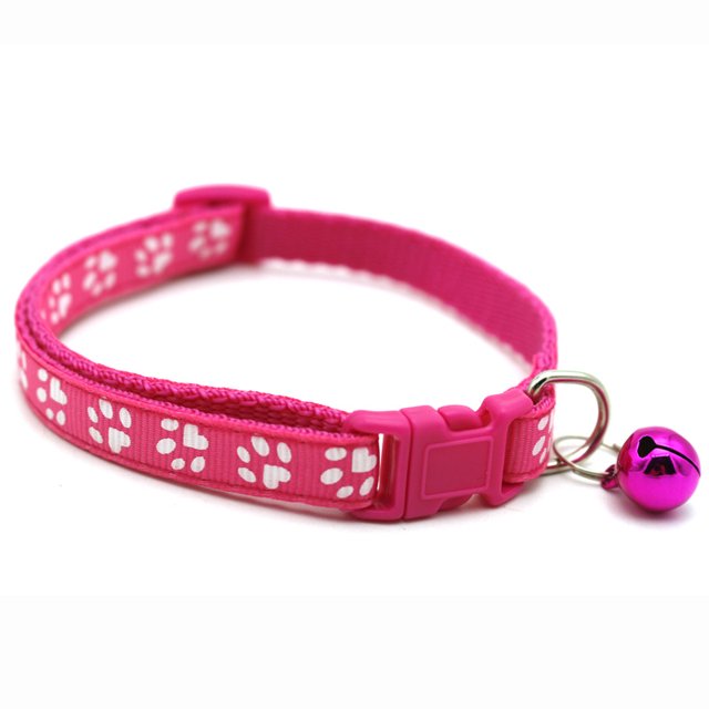2pcs avec des Colliers de Cloche Sécurité Délicate Casual Nylon Collier de Chien Sangle de Cou Mode Cloche Réglable Chien Chat Collier (Rose Rouge)