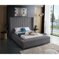 thumbnail image 3 of Meridian Furniture Kiki Full Size Channel Tufting Velvet Platform Beds with Storage Rails, Gray, 3 of 6