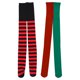 thumbnail image 1 of pares de calcetines navideños a rayas para mujer, verdes, rojos y negros, por encima de la rodilla, calcetines navideños, calentadores de invierno para Navidad, fiestas de Halloween, cosplay, acceso, 1 of 5