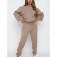 thumbnail image 6 of Lounge Sets for Women 2 Piece Travel Vacation Outfits Fall Sweatsuit Tracksuit Khaki M, 6 of 8