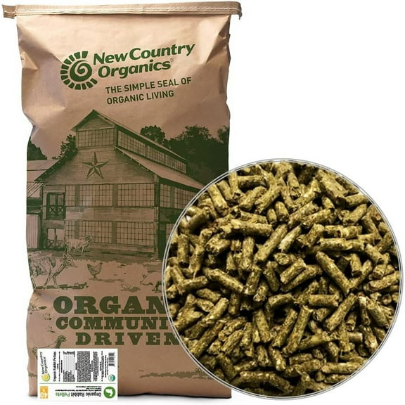 New Country Organics Rabbit Food Pellets | Essential Bunny Supplies | Corn-Free and Soy-Free | 15% Protein Rabbit Feed for Healthy Hoppers | Certified Organic and Non-GMO | 40 lbs