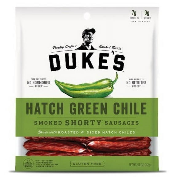 Duke's Hatch Green Chile Smoked Shorty Sausages 5 oz. [Pack of 8]