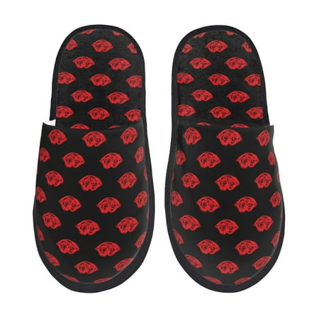 Balery Red Beautiful Lips Slient Indoor Furry Fleece Comfort House Shoes Soft Non-Slip Home Shoes Cotton slippers House Slippers-- Large