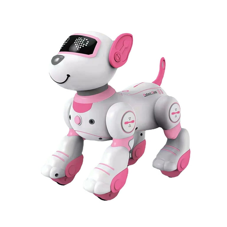 Teucfsky Children Interactive Simulation Electric Puppy Music Mechanical Dog Toy for Kids, Size: 28, Pink