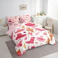 thumbnail image 3 of Castle Fairy Cowgirl Boots Hats Bedding Comforter Set 7 Pieces for Female Women,Western Exotic Style Full Bedding Set Lightweight,Dreamy Princess Fitted Sheet Flat Sheet,Microfiber Bedroom Decor, 3 of 8