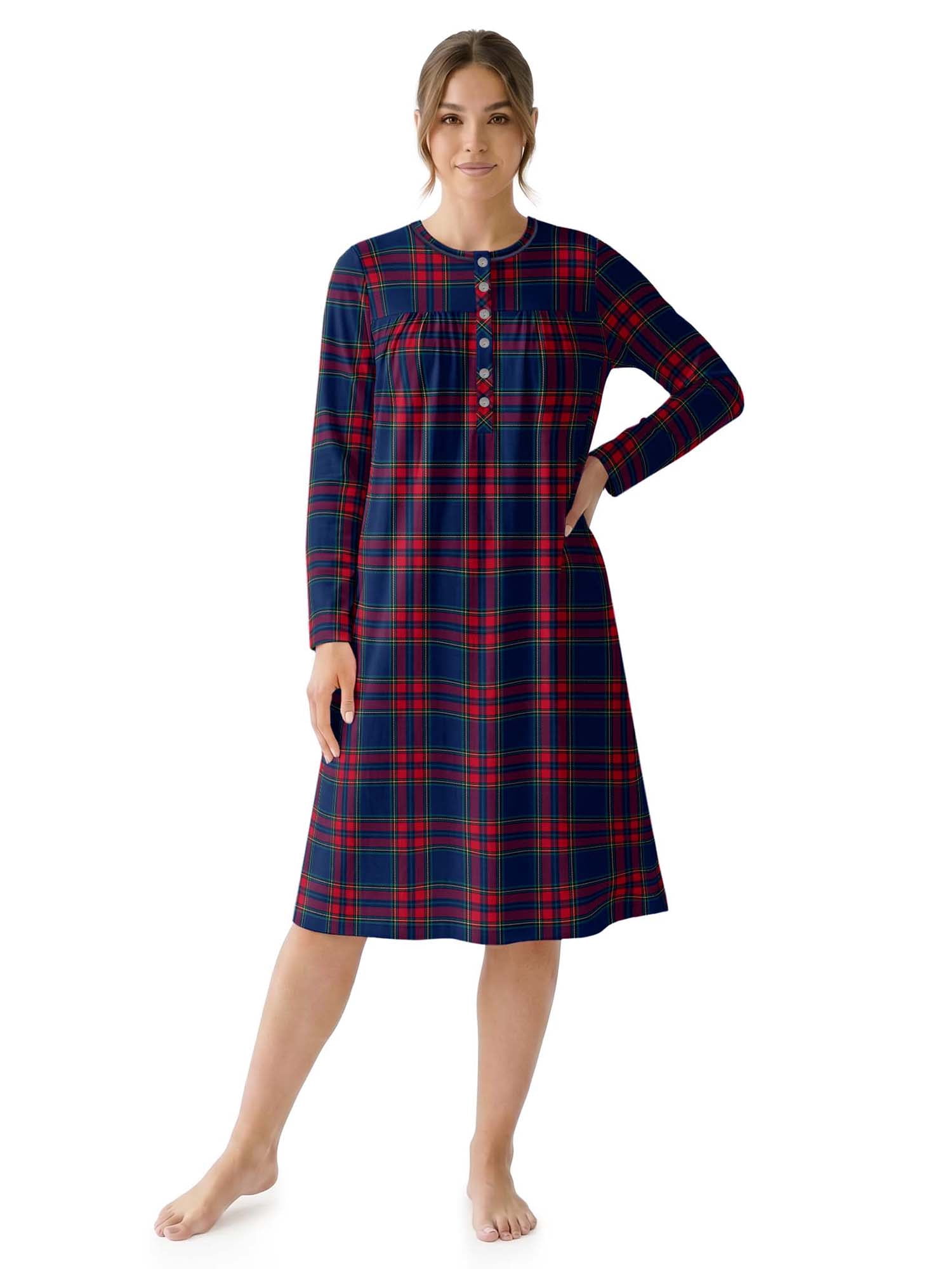 Aria Women’s Long Sleeve Stretch Velour 44" Sleepwear Nightgown, Sizes XS-5X