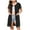 Black, variant on Zipper Robes for Women Short Sleeve Bathrobes Lightweight Knee Length Loungewear with Pockets S-XXL