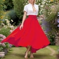 thumbnail image 2 of XIAOCHA Womens Bow Belted Skirt Flared A Line Pocketed Asymmetrical High Waisted Maxi Skirt Soft Elegant Work Skirts, 2 of 6