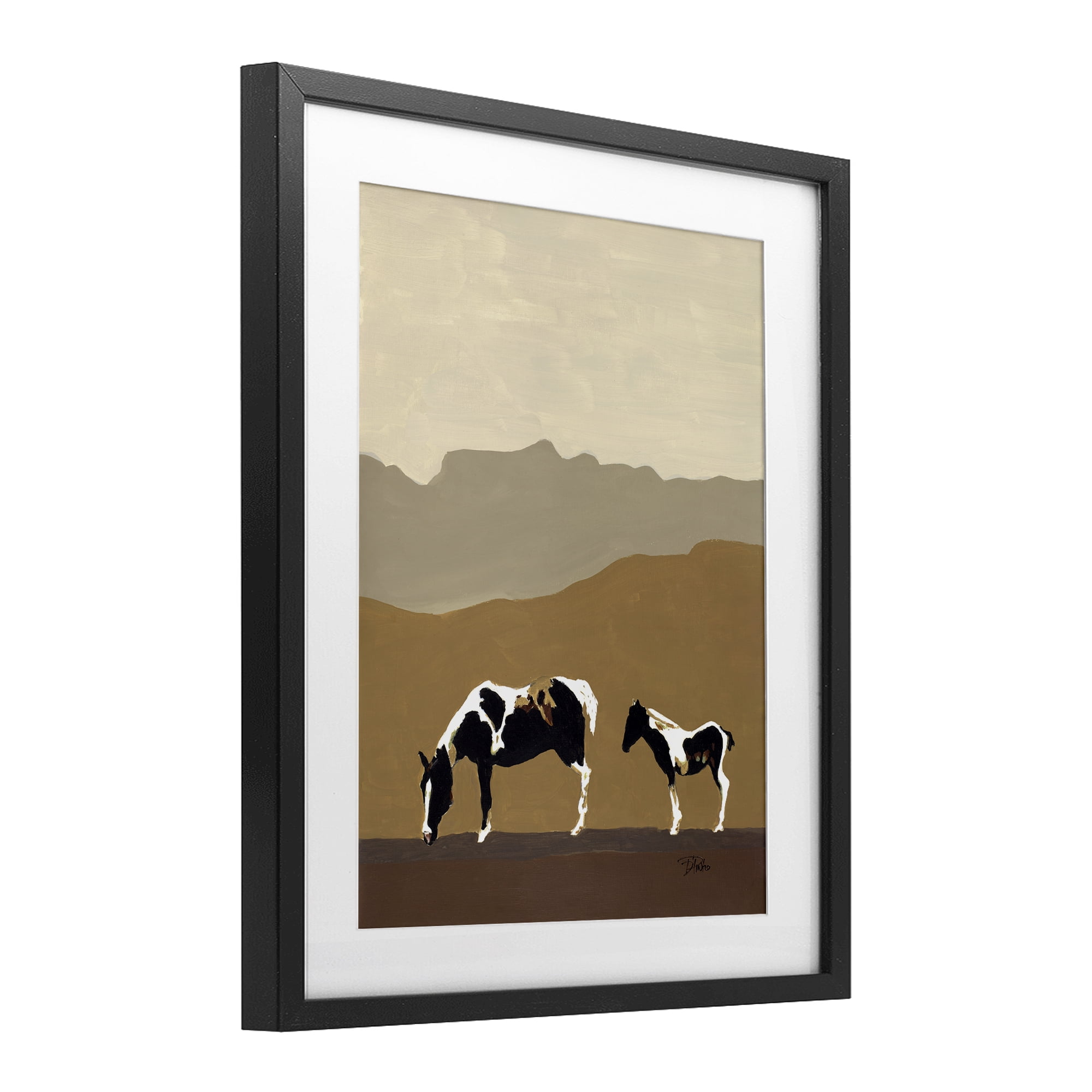 Stupell Industries Modern Mountains Horses Black Framed Print Under Glass, design by Patricia Pinto