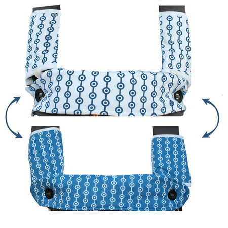 Drool and Teething Pad Reversible Organic Cotton 3-Piece set for Ergobaby Four Position 360 Baby Carrier (Blue and White