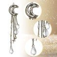 thumbnail image 3 of Horquillas para el pelo con forma de media luna y estrella con diamantes de imitación románticos, horquillas para el pelo con borlas y cuentas de cristal, horquillas para el pelo con cadena para, 3 of 5