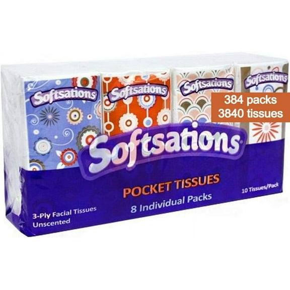 Nicole Home Collection 3-Ply Pocket Facial Tissues | 384 Individual Tissue Packs | 3840 Tissues Total