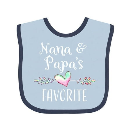 

Inktastic Nana and Papas Favorite- Heart Grandchild Gift Baby Boy or Baby Girl Bib