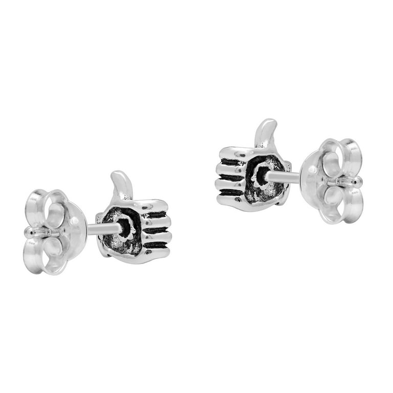 Sterling silver button earrings deals