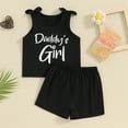 thumbnail image 2 of BemeyourBBs Toddler Kids Baby Girl Summer Clothes Daddys Girl Sleeveless Tank Tops Solid Shorts 2Pcs Little Girls Outfit 1-7Y, 2 of 7
