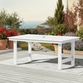 thumbnail image 5 of KINGYES All Weather Outdoor Dining Table with Umbrella Hole, HDPE Rectangular Patio Table for Backyard, Garden, Porch, Deck, White, 5 of 9