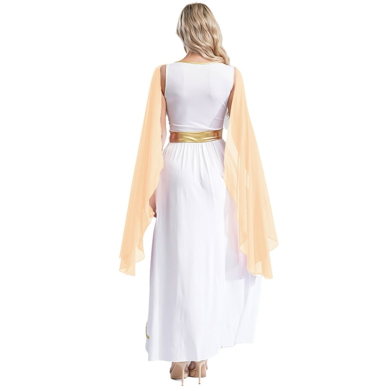 Sxiwei Womens Roman Dresses Adult Costumes Halloween Ancient Greek Queen  Grecian Tunic Dress Champagne S - Walmart.com