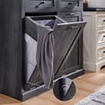 thumbnail image 5 of Aitjunz Double Tilt Out Trash Can Cabinet with Drawer, Wooden Farmhouse Kitchen Cabinet with 20-Gallon Hidden Trash Can Storage, Gray, 5 of 8