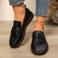 thumbnail image 3 of Mepaouo Womens Slip on Shoes Leather Tassel Casual Loafers Soft Comfortable Walking Work Flats Black 6, 3 of 7