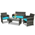 thumbnail image 5 of Yardi Yard 4 Pieces Patio Rattan Furniture Set, Outdoor Patio Furniture with Cushions-Turquoise, 5 of 8