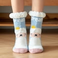 thumbnail image 2 of Gibobby Calcetines mullidos de Navidad Calcetines borrosos para mujer Calcetines de lana de coral de invierno Calcetines de piso de dibujos animados lindos de tubo medio (Azul, Unitalla), 2 of 3