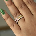 thumbnail image 2 of 925 Starling Silver Rainbow Sapphire Ring, Multi Sapphire Band, Eternity Band Ring, Triple Layer Ring, Anniversary Ring, Handmade Jewelry, Diamond Band, 2 of 5
