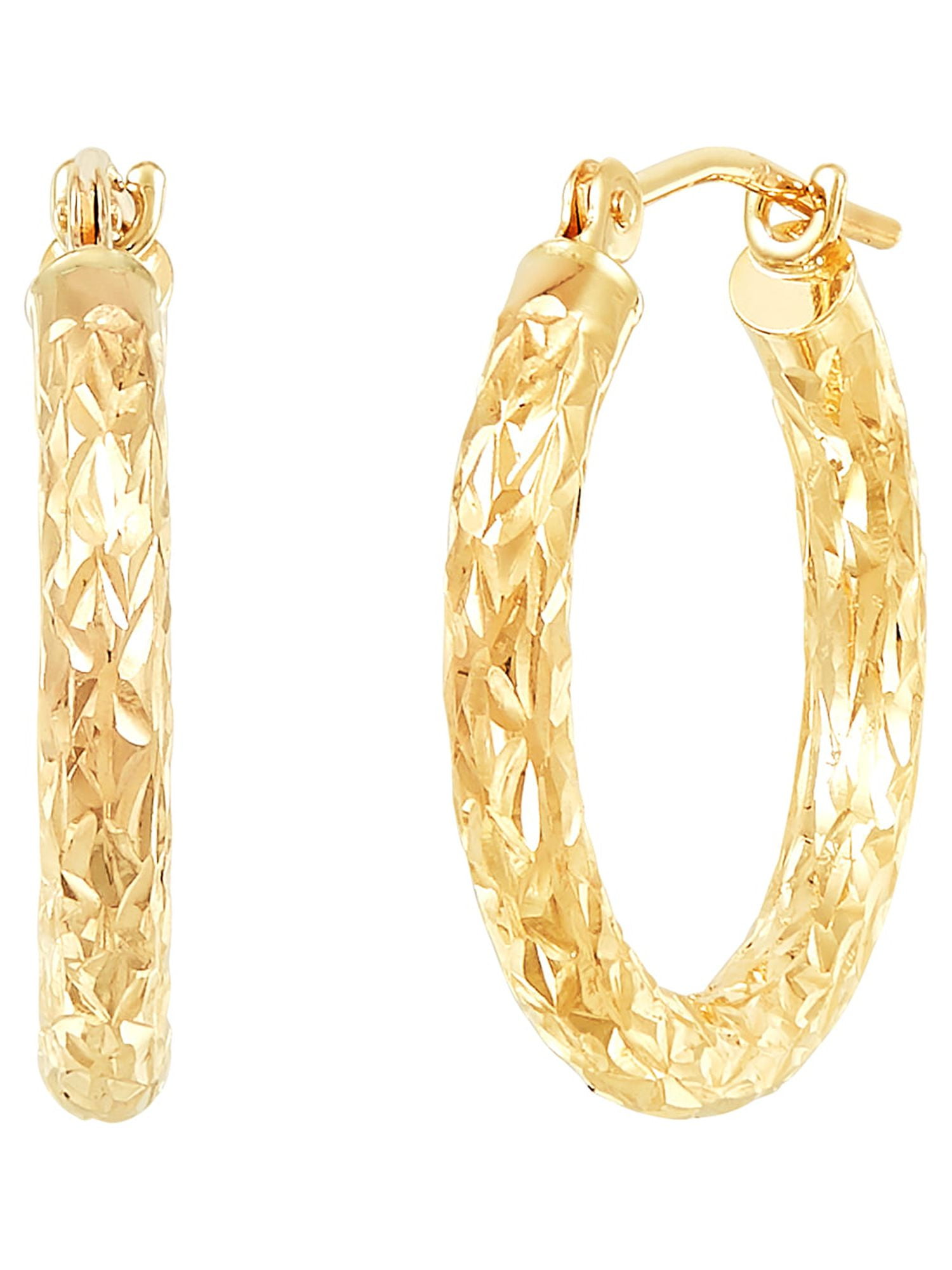Brilliance Fine Jewelry 10K Yellow Gold 2.5MMx18MM Hollow Round Hoops Earrings