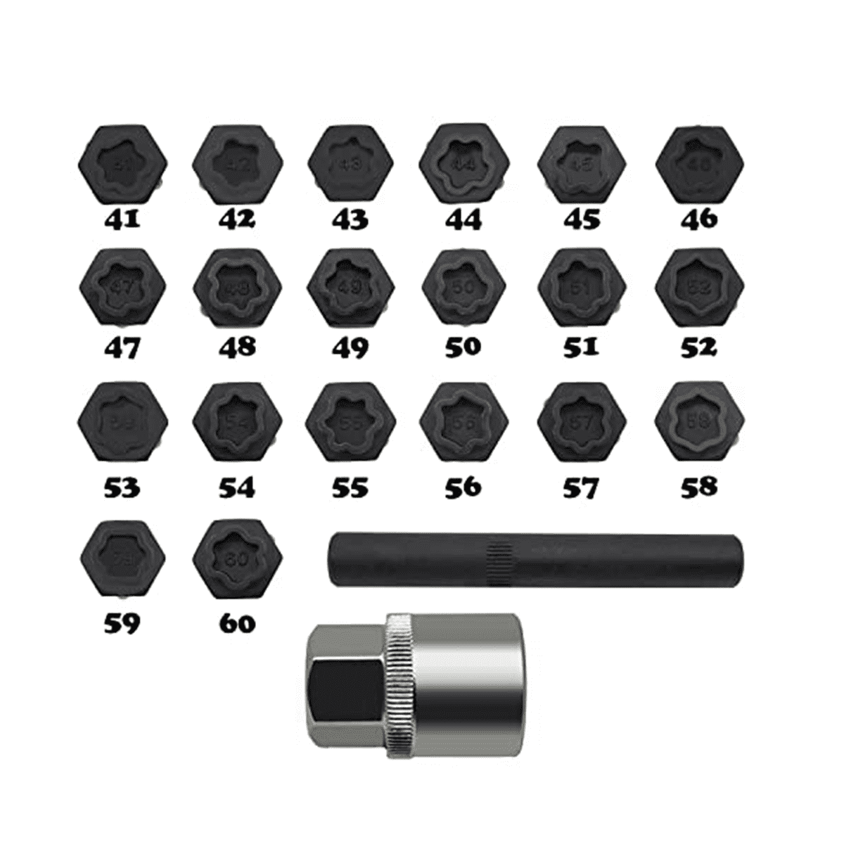 22PCS Wheel Locking Nut Key Kit, Wheel Lock Nut Socket Adapter Set, Wheel Anti-Theft Lug Nut Removal Tool